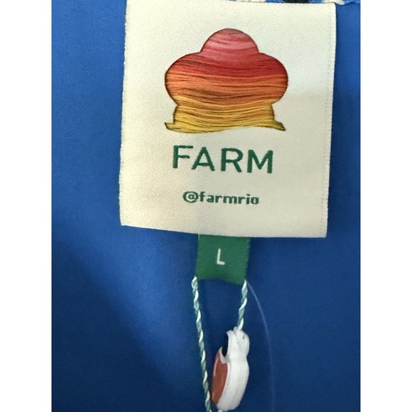 NEW, Farm Rio Palms Paradise Long Sleeve Wrap Minidress  Dress Blue L Large - Picture 7 of 16